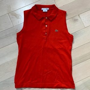 Lacoste red soft cotton stretch sleeveless polo shirt